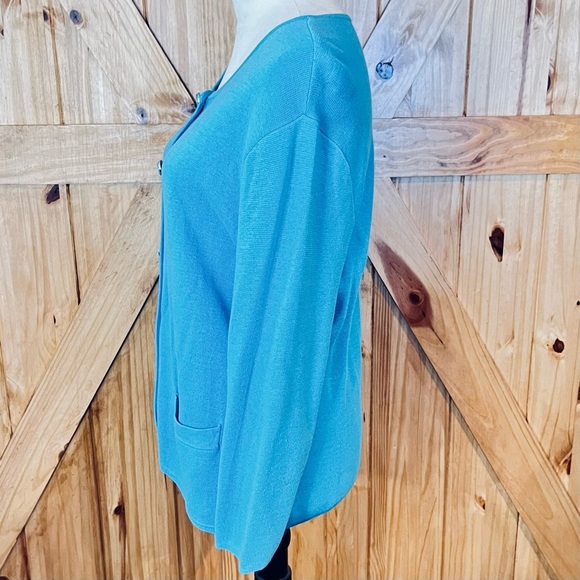 New York & Company Turquoise Cardigan Sweater - Picture 6 of 8